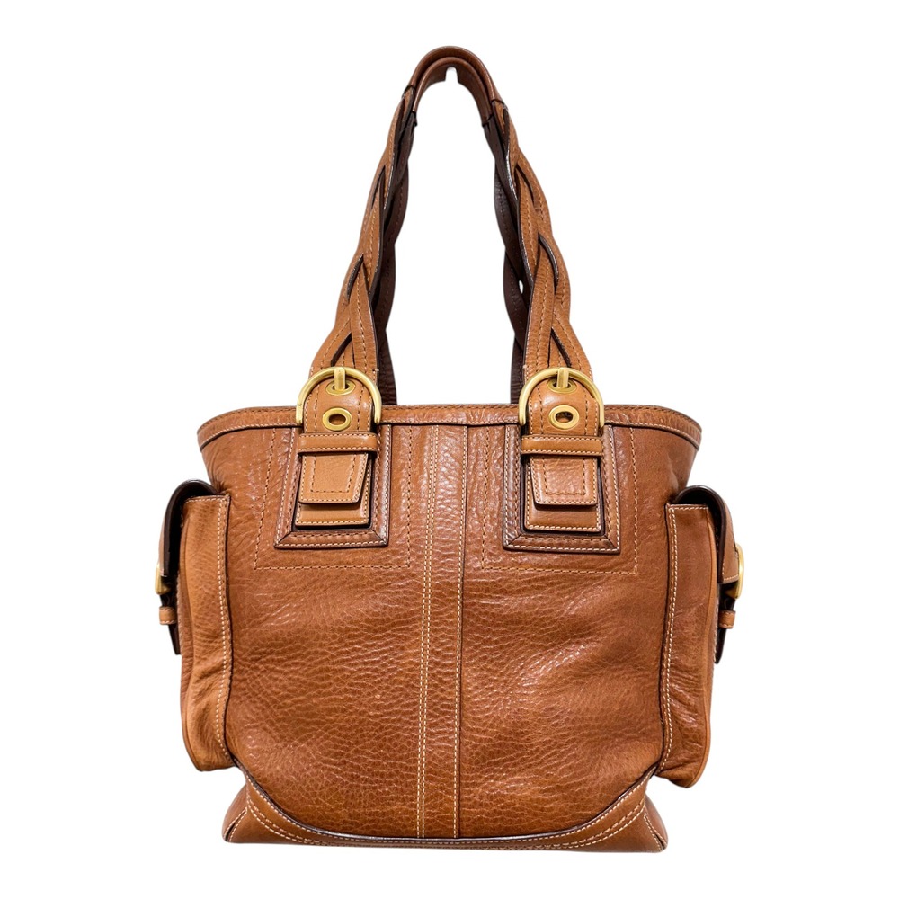 Coach Soho Mia Tote Leather Cognac Brown Braided Shoulder Bag 10049 - Picture 5 of 9